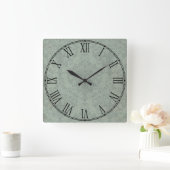 Grijze  achtergrond voor Rustic Damask Vierkante Klok (Huis)