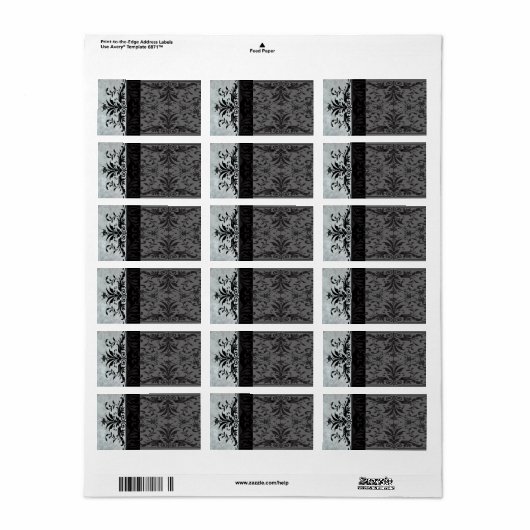 Grijze Adresetiketten van Damask - Etiket (Full Sheet)
