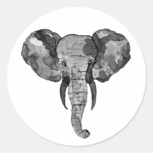 Grijze Afrikaanse olifantenkop Ronde Sticker