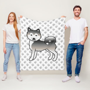 Grijze Alaskan Malamute Schattige Cartoon Hond & P Fleece Deken