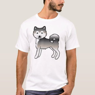 Grijze Alaskan Malamute Schattige Cartoon Hond T-shirt