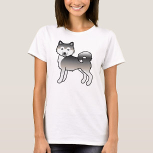 Grijze Alaskan Malamute Schattige Cartoon Hond T-shirt