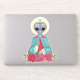Grijze Alien-Sticker Sticker