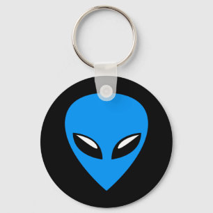 Grijze Alien UFO Blue Sleutelhanger