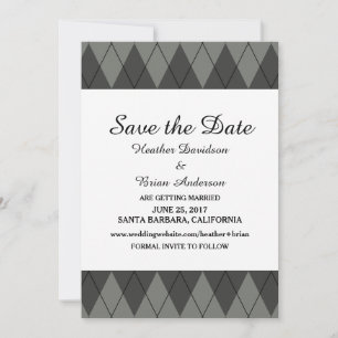 Grijze Argyle Save the Date Uitnodiging