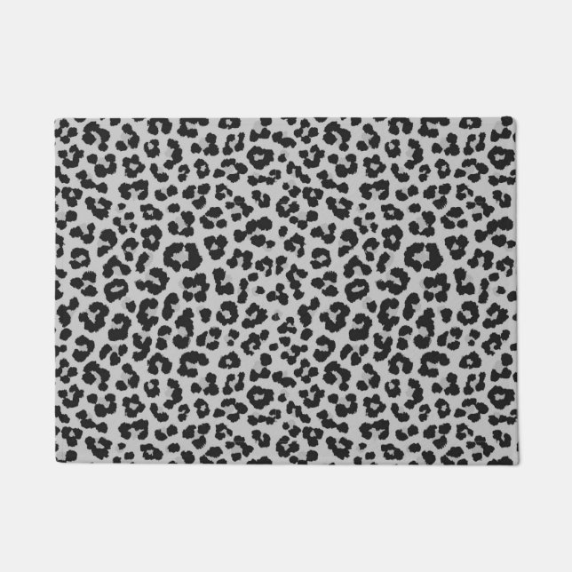 Grijze Ash Leopard Cheetah Dier Print Patroon Deurmat (Voorkant)