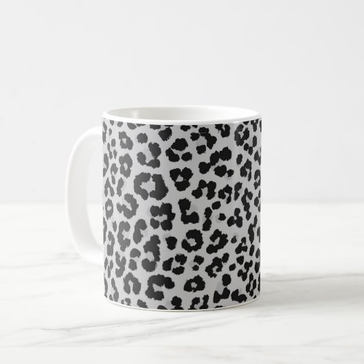 Grijze Ash Leopard Cheetah Dier Print Patroon Koffiemok (Voorkant links)
