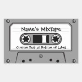 Grijze audiocassetteband rechthoekige sticker (Voorkant)
