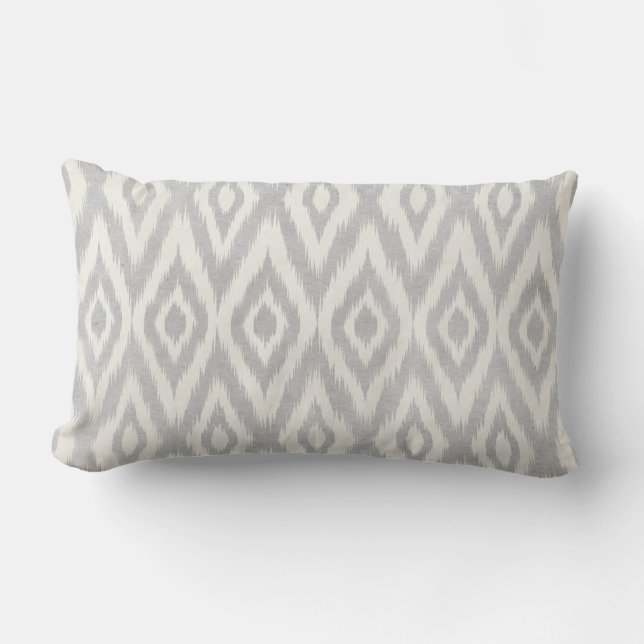 Grijze Aztec Waterverf Pastel Ikat Zacht Geometris Kussen (Voorkant)