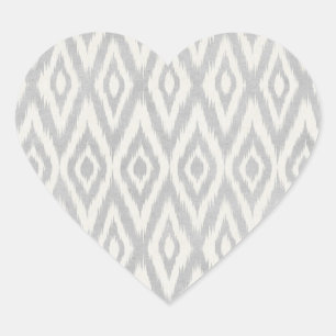Grijze Azteekse Zachte Geometrisch van Ikat van de Hart Sticker