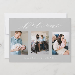 Grijze Baby Multi-Photo baby Aankondiging