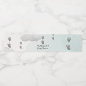 Grijze Baby olifant, hete luchtballon in wolken Waterfles Etiket (Enkel label)