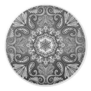 Grijze Bandana Pattern Country Ceramic Pull Keramische Knop