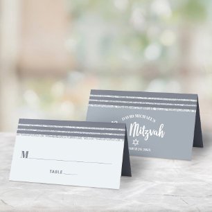 Grijze Bar Mitswa Zilver Tallit Vet Script Modern