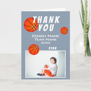 Grijze Basketbal Sport Bedankt Coach Kaart