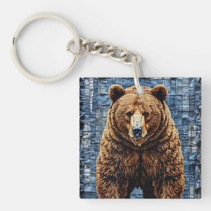 Grijze beer sleutelhanger