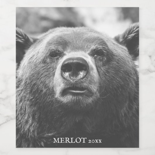 Grijze Beren Etiketten voor aangepaste wijn (Enkel label)