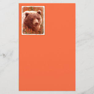 Grijze Beren snijwonden in Firewed Painting Wildli Briefpapier