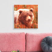 Grijze Beren snijwonden in Firewed Painting Wildli Canvas Afdruk (Insitu (Woonkamer))