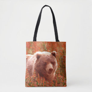 Grijze Beren snijwonden in Firewed Painting Wildli Draagtas