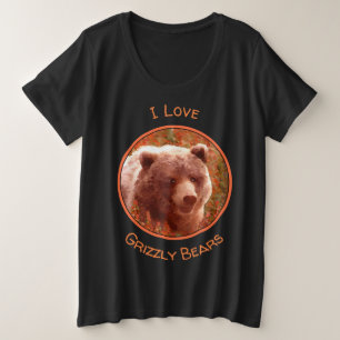 Grijze Beren snijwonden in Firewed Painting Wildli Grote Maat T-shirt