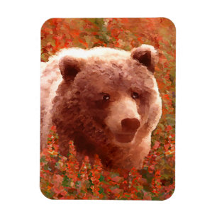 Grijze Beren snijwonden in Firewed Painting Wildli Magneet