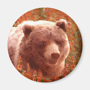 Grijze Beren snijwonden in Firewed Painting Wildli Magneet