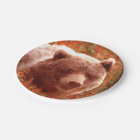 Grijze Beren snijwonden in Firewed Painting Wildli Papieren Bordje (Gekanteld)