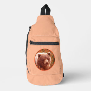 Grijze Beren snijwonden in Firewed Painting Wildli Sling Bag