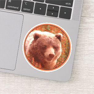 Grijze Beren snijwonden in Firewed Painting Wildli Sticker