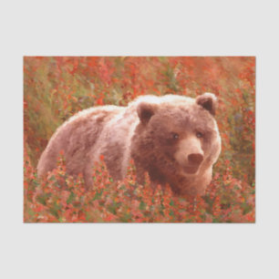 Grijze Beren snijwonden in Firewed Painting Wildli Tissuepapier