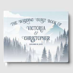 Grijze Berg Mist Bos Wilderness Custom Bruiloft Gastenboek