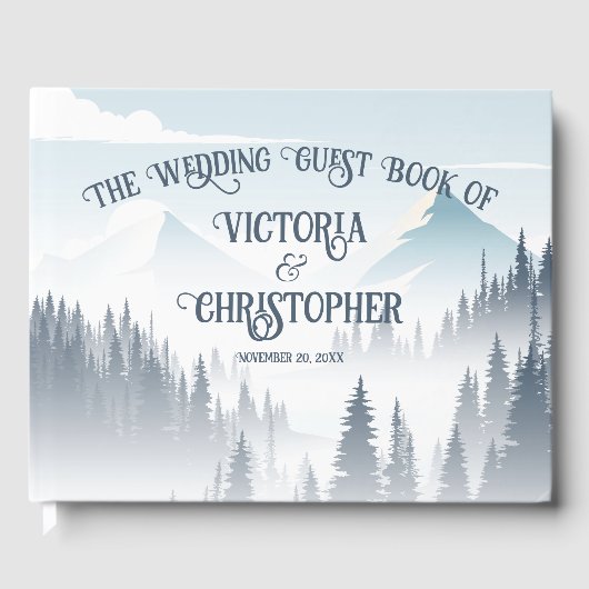 Grijze Berg Mist Bos Wilderness Custom Bruiloft Gastenboek (Voorkant)