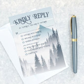 Grijze berg mist bos wildernis winter bruiloft RSVP kaartje