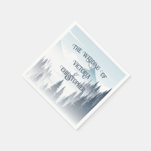 Grijze berg mist bos wildernis winter bruiloft servet (Hoek)