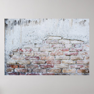 Grijze betonstenen wand poster