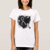 Grijze bewustwording Ribbon Grunge Heart T-shirt (Voorkant)