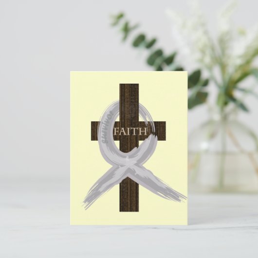 Grijze bewustzijnsband over het kruis briefkaart (Staand voorkant)