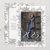 Grijze bladeren Foto-Afstuderen aankondiging (Voorkant / Achterkant)