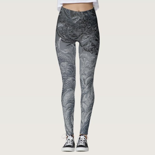 Grijze bladeren leggings (Voorkant)