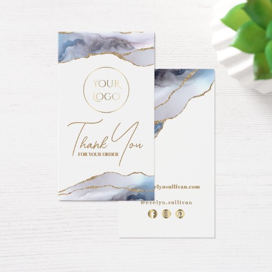 Grijze blauwe agate verpakking invoegen visitekaartje (Bureau)
