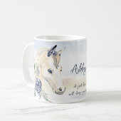 Grijze blauwe paard met bloemen gepersonaliseerde koffiemok (Voorkant links)