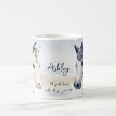 Grijze blauwe paard met bloemen gepersonaliseerde koffiemok (Center)