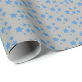Grijze blauwe sterren Modern design Wrapping Paper Cadeaupapier (Rol Hoek)