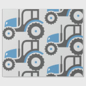 Grijze blauwe tractor cadeaupapier (Vlak)
