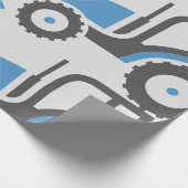 Grijze blauwe tractor cadeaupapier (Hoek)