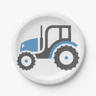 Grijze blauwe tractor papieren bordje