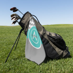 Grijze Blauwgroen Chevron Golfhanddoek