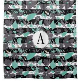 Grijze Blauwgroen flessenband Monogramed Patroon Douchegordijn