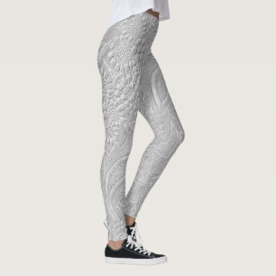 Grijze bloem reliëf look leggings